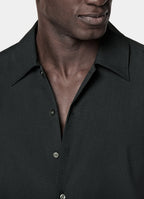 Black Cotton Short Sleeve Shirt
