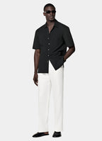 Black Cotton Short Sleeve Shirt