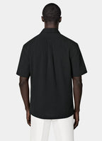 Black Cotton Short Sleeve Shirt