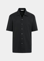 Black Cotton Short Sleeve Shirt