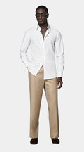 Sand Striped Point Collar Shirt
