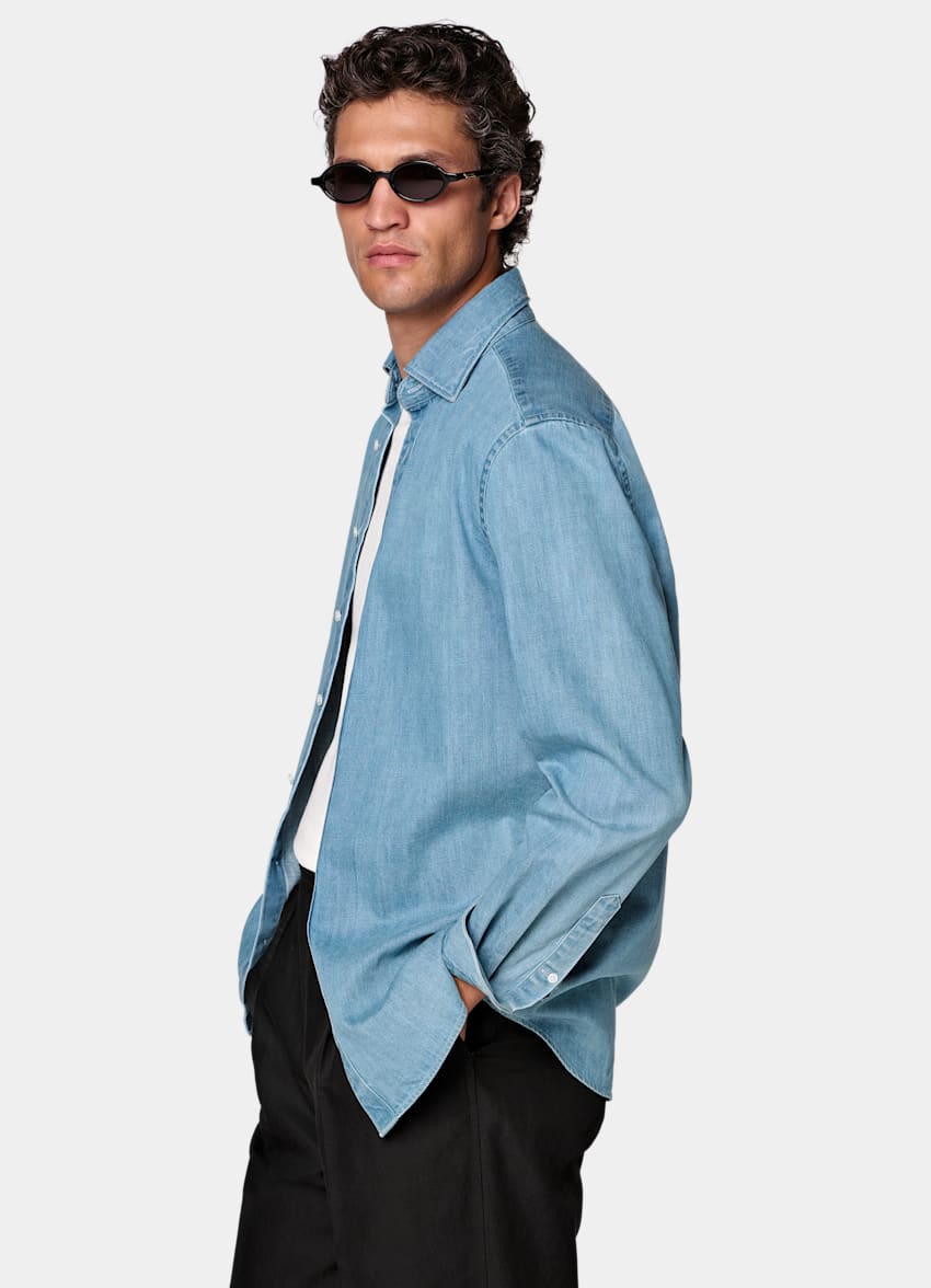 Mid Blue Denim Shirt