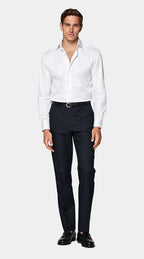 Light Grey Striped Widespread Collar Shirt