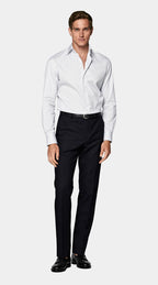 Navy Striped Widespread Collar Shirt
