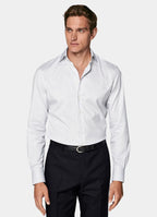 Navy Striped Widespread Collar Shirt