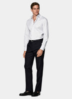 Navy Striped Widespread Collar Shirt