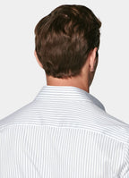 Navy Striped Widespread Collar Shirt