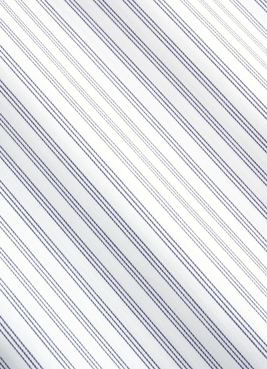 Navy Striped Widespread Collar Shirt