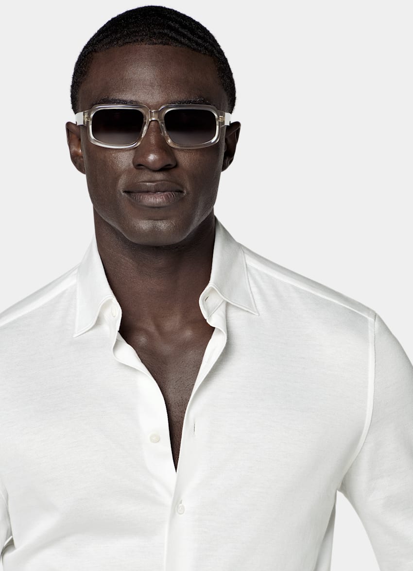Off-White Knitted Cotton Silk Shirt