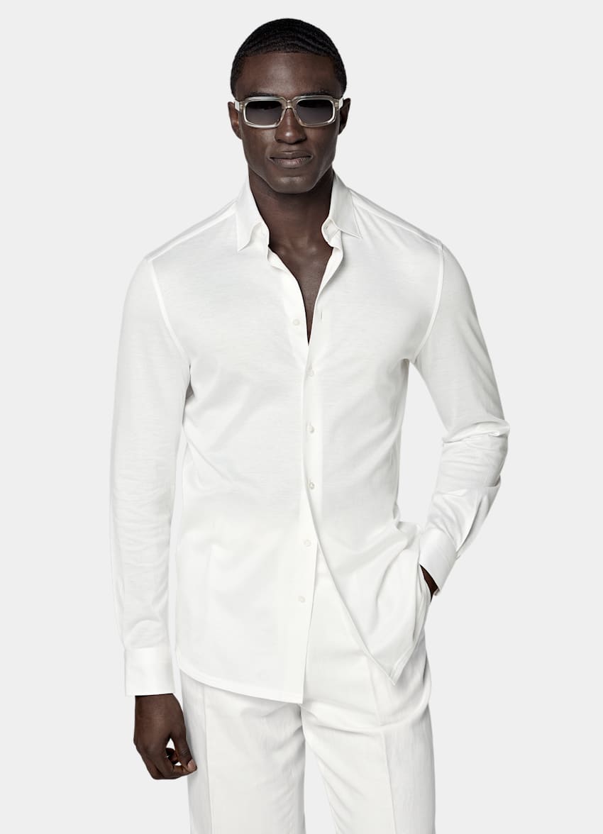Off-White Knitted Cotton Silk Shirt