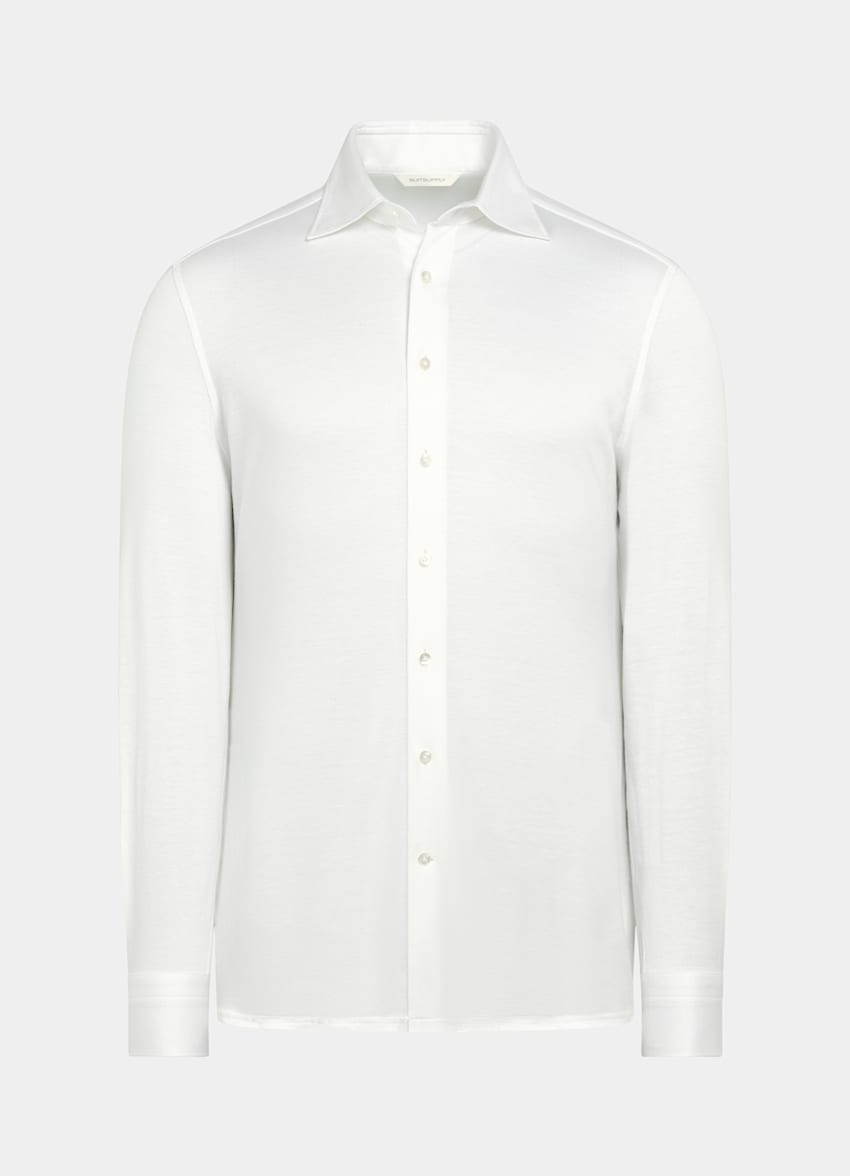 Off-White Knitted Cotton Silk Shirt