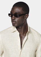 Light Brown Striped Linen Shirt