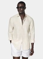 Light Brown Striped Linen Shirt