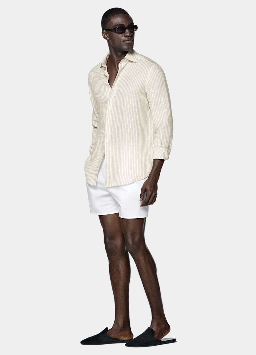 Light Brown Striped Linen Shirt