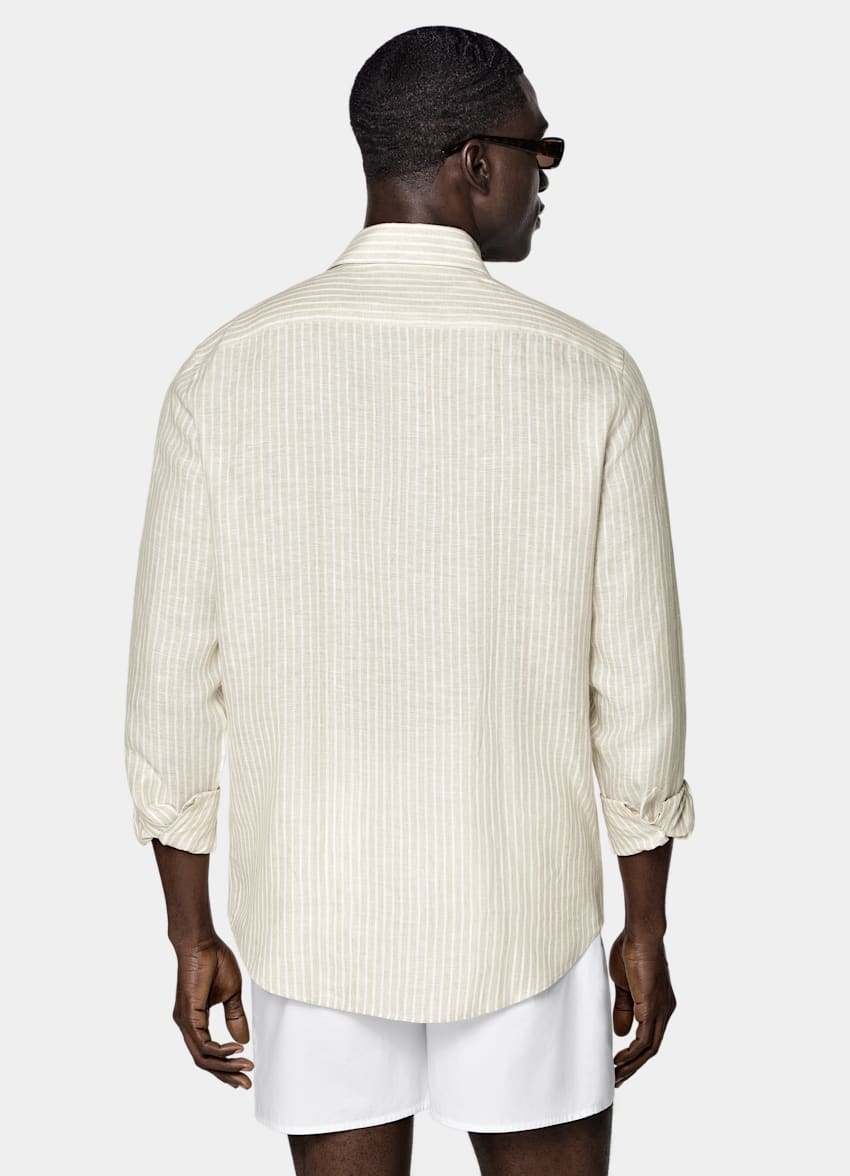Light Brown Striped Linen Shirt