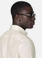 Light Brown Striped Linen Shirt