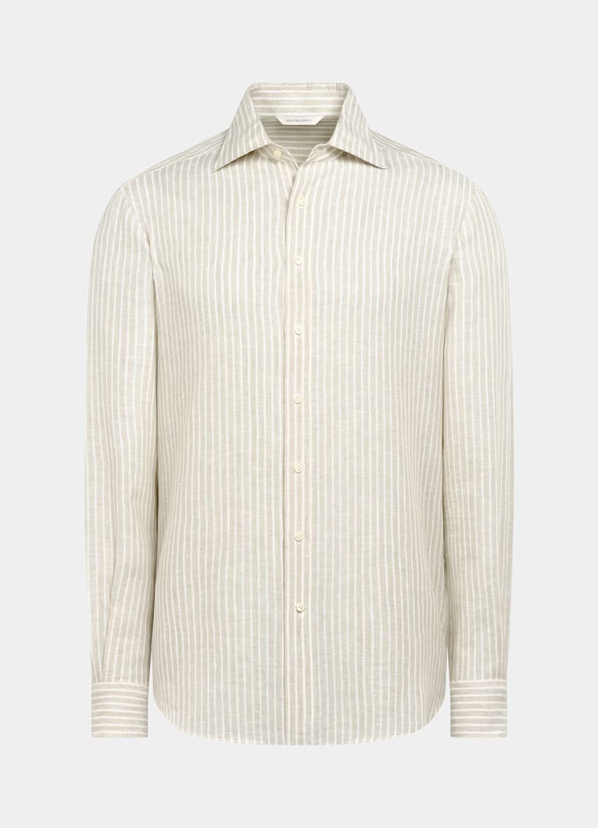 Light Brown Striped Linen Shirt