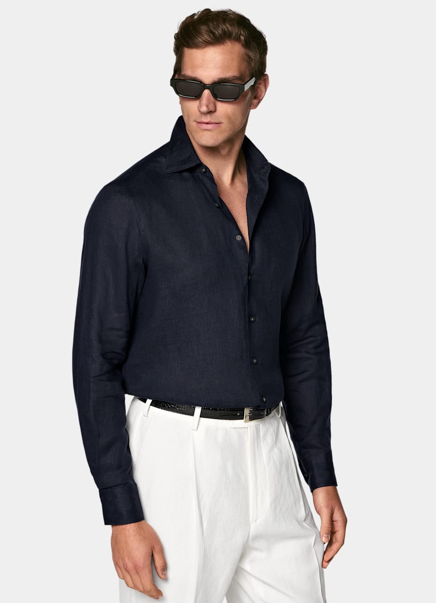 Navy Linen Shirt