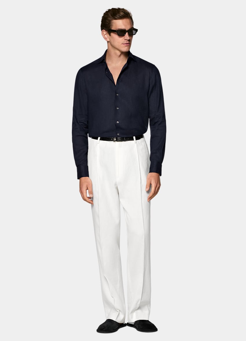 Navy Linen Shirt