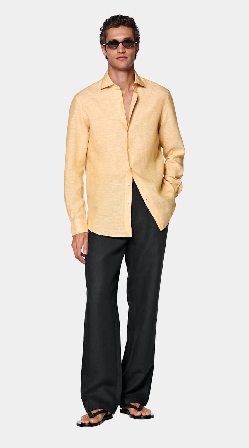 Orange Linen Shirt