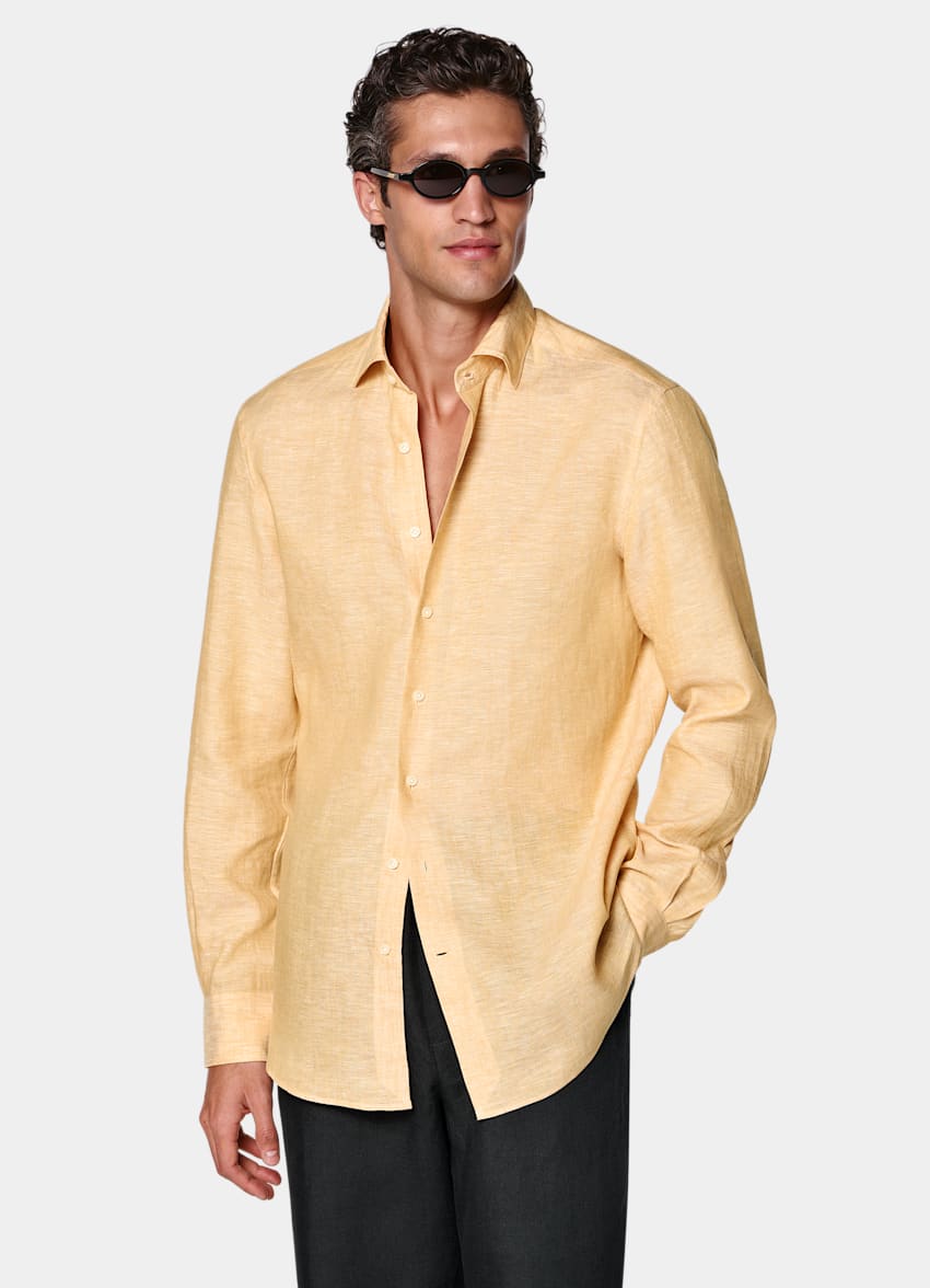 Orange Linen Shirt