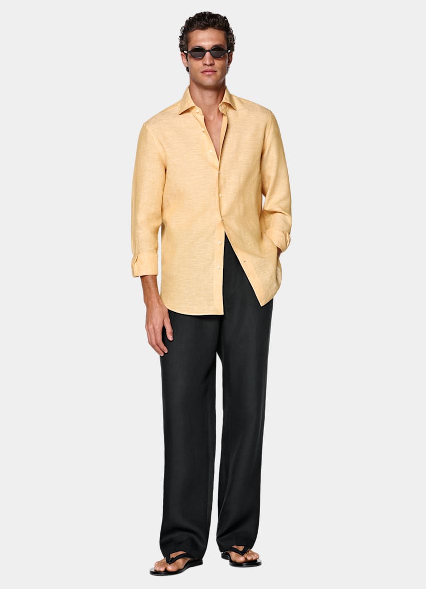 Orange Linen Shirt