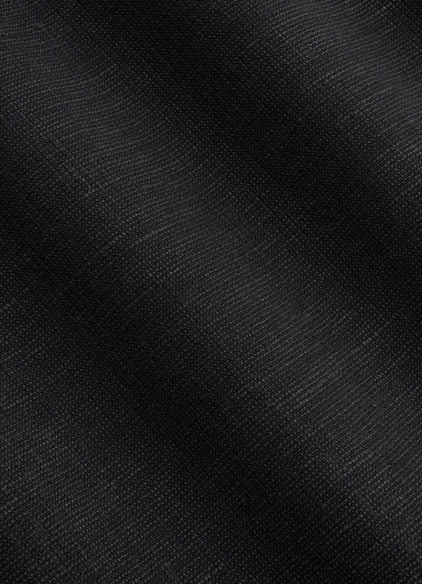 Black Viscose Linen Short Sleeve Shirt