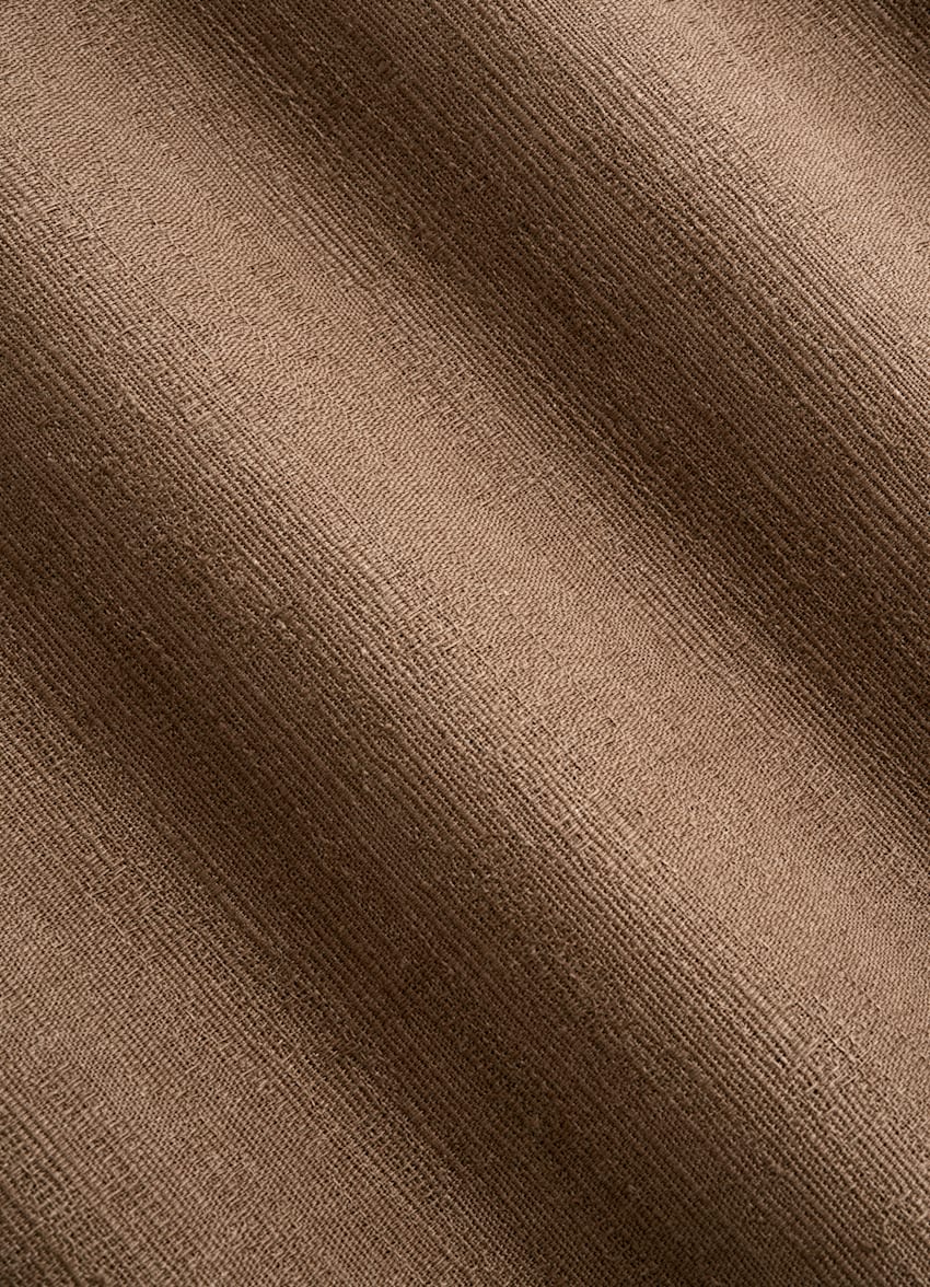 Mid Brown Cotton Short Sleeve Shirt