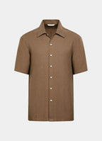 Mid Brown Cotton Short Sleeve Shirt