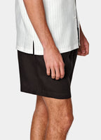 Light Grey Striped Linen Lyocell Short Sleeve Shirt