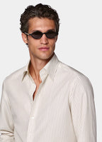 Light Brown Striped Lyocell Shirt