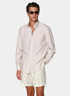 Light Brown Striped Lyocell Shirt