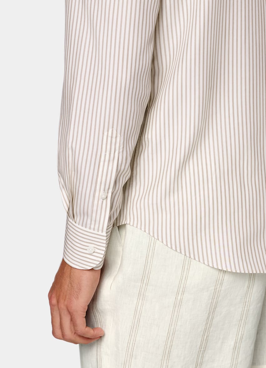 Light Brown Striped Lyocell Shirt