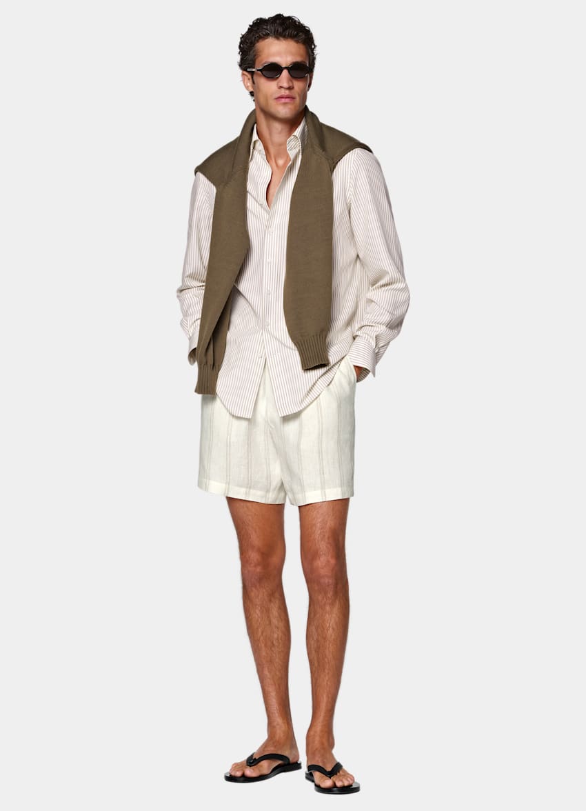 Light Brown Striped Lyocell Shirt
