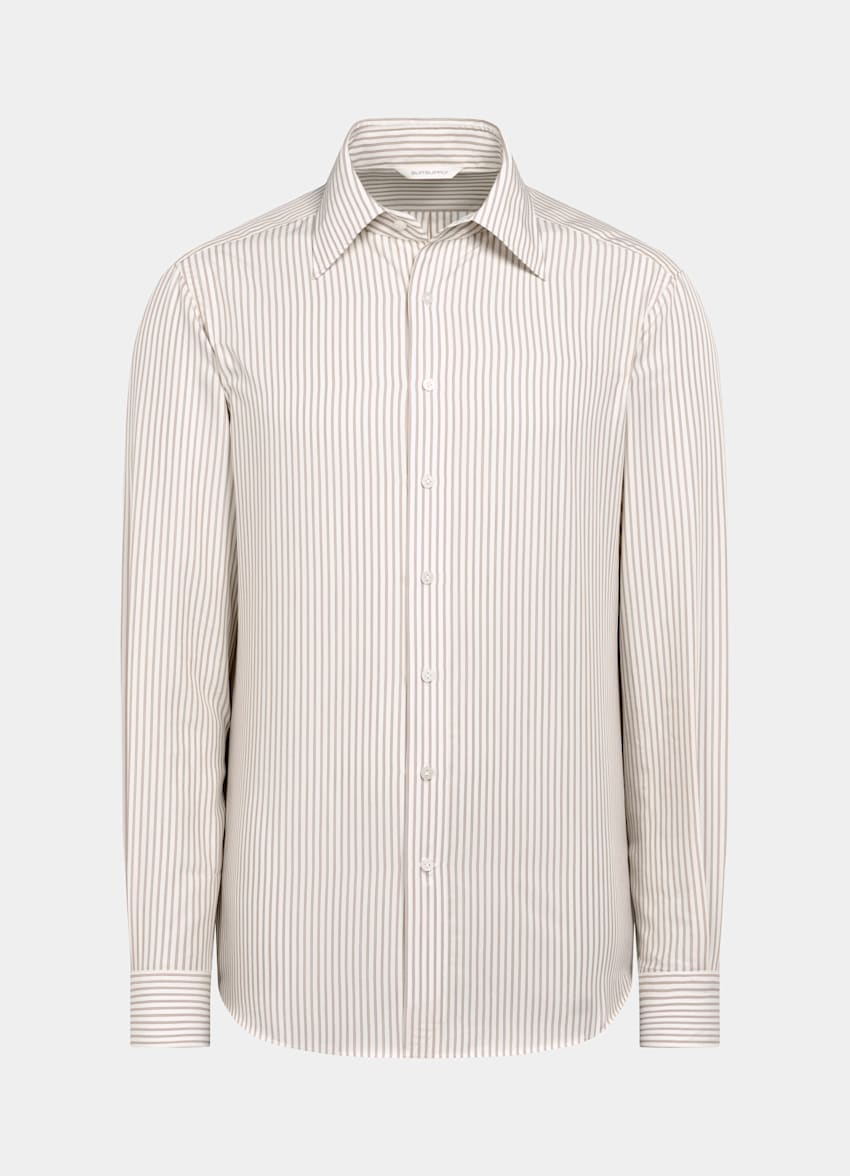 Light Brown Striped Lyocell Shirt