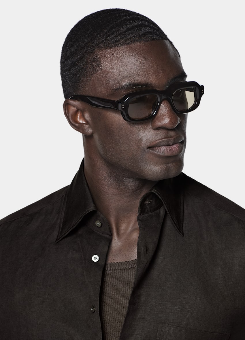Dark Brown Linen Silk Overshirt