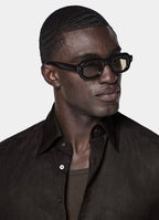 Dark Brown Linen Silk Overshirt