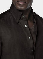 Dark Brown Linen Silk Overshirt