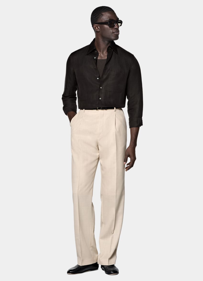 Dark Brown Linen Silk Overshirt