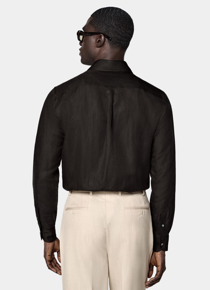 Dark Brown Linen Silk Overshirt