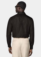 Dark Brown Linen Silk Overshirt