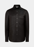 Dark Brown Linen Silk Overshirt