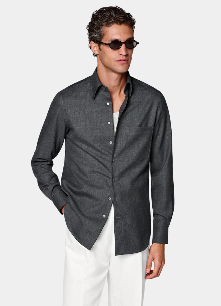 Dark Grey Wool Overshirt