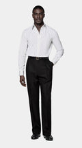 Black Striped Point Collar Shirt