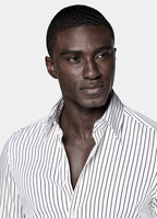 Black Striped Point Collar Shirt