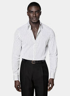 Black Striped Point Collar Shirt