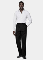 Black Striped Point Collar Shirt