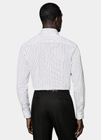 Black Striped Point Collar Shirt