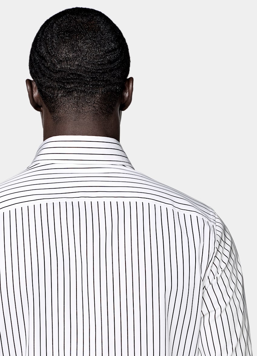 Black Striped Point Collar Shirt