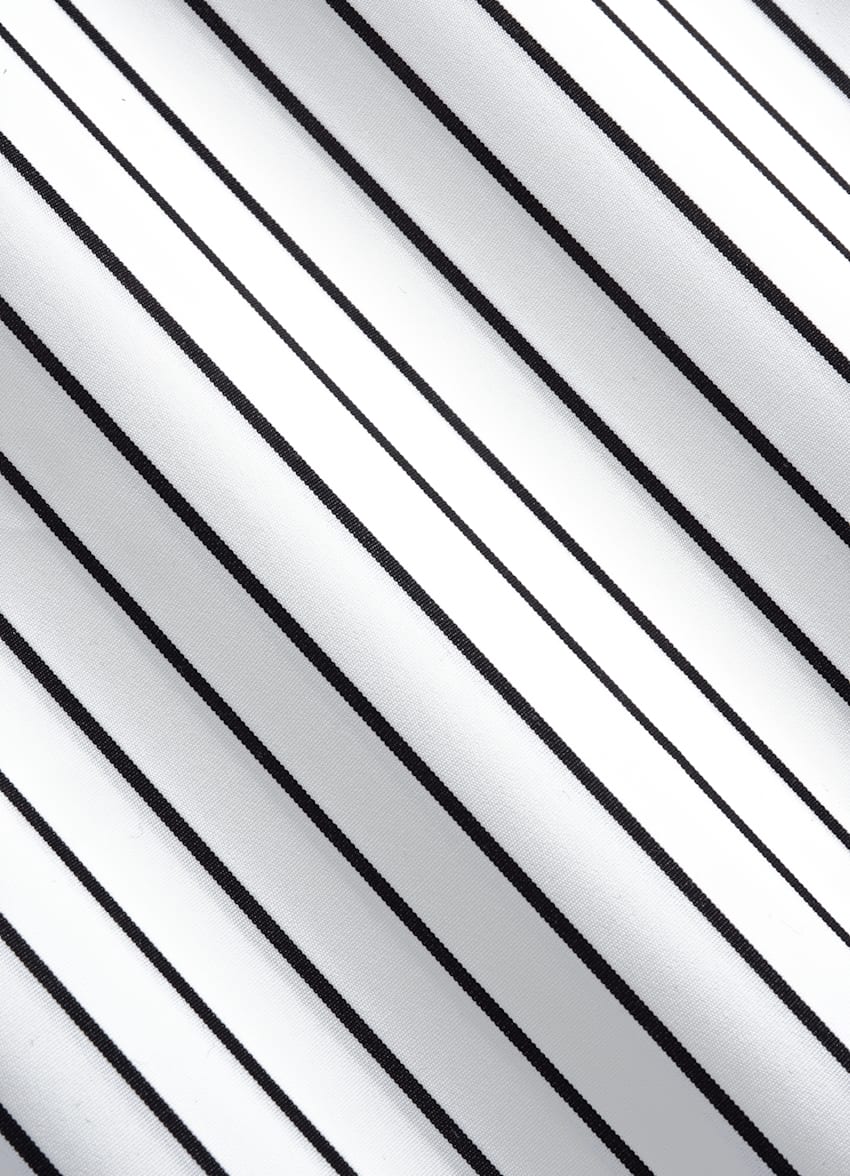 Black Striped Point Collar Shirt